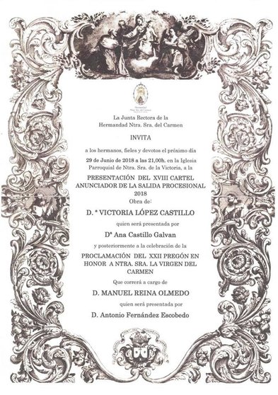 PRESENTACIÓN XVIII CARTEL ANUNCIADOR DE LA SALIDA PROCESIONAL