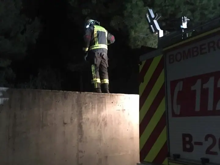 Bombero rescatando jabato CC Rincon