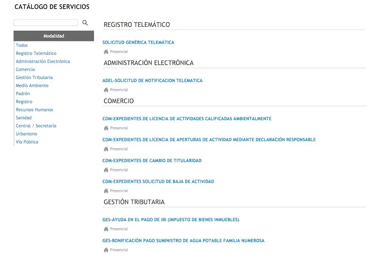 Captura de pantalla Sede electrónica