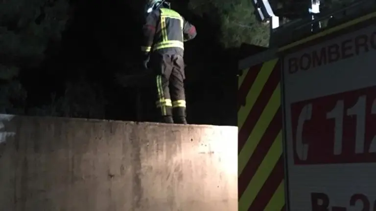 Bombero rescatando jabato CC Rincon