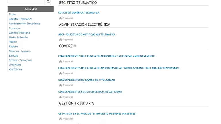 Captura de pantalla Sede electrónica