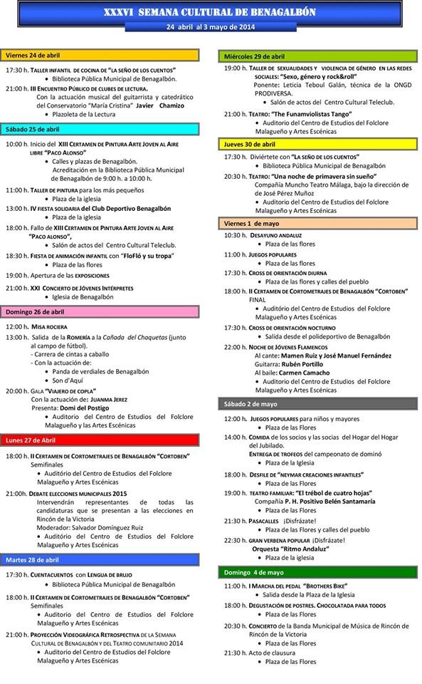 Programa XXXVI Semana Cultural Benagalbón