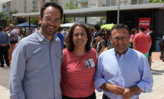 PSOE primero de mayo 2015. Antonio Hernando, Encarnación Anaya y Miguel Ángel Heredia